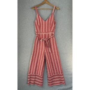 Anthropologie Ett Twa Jumpsuit Robin Crop Wide Leg Stripe Boho Red Womens Small‎